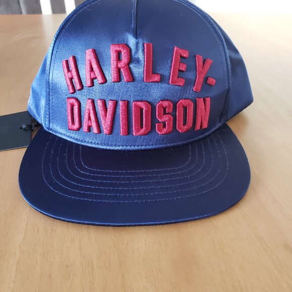 Harley Davidson Blue Satin Trucker Cap New with Tags - Picture 1 of 6